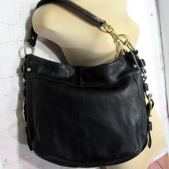 XL ZOE EDITORIAL BAG NEAR MINT CONDITION BLACK LEATHER BRASS HARDWARE - Picture 1 of 16